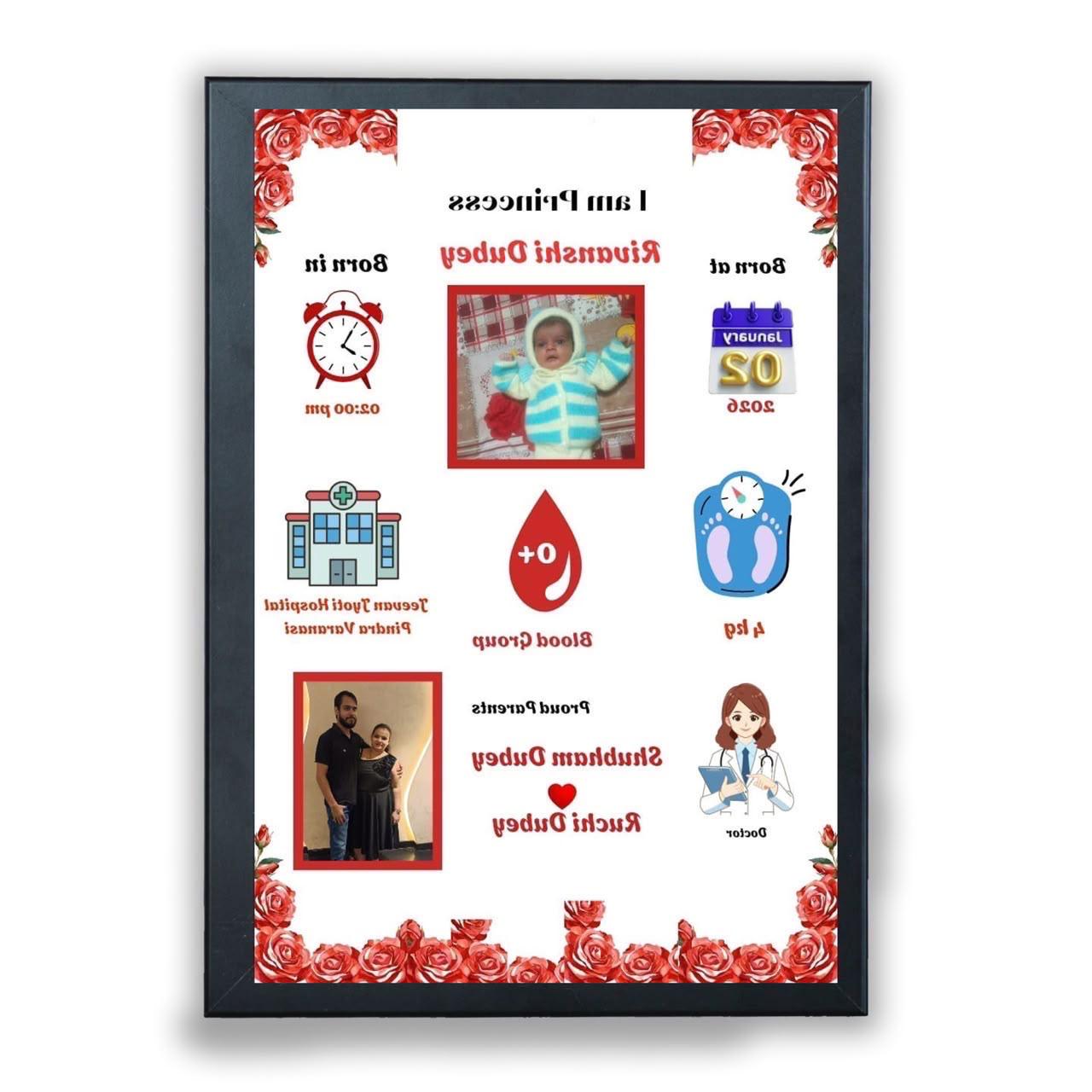 Little Prince Floral Baby Birth Frame