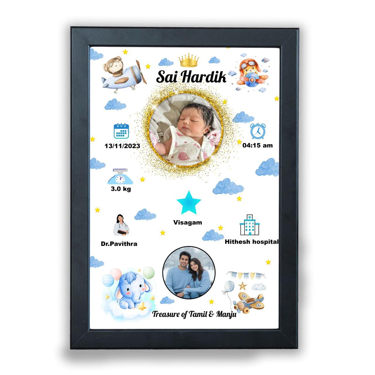 Aviation Theme Baby Birth Announcement Frame