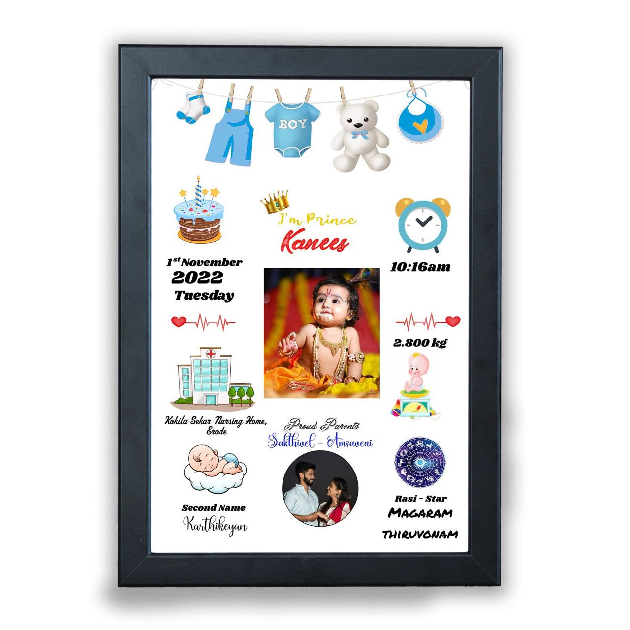 Little Prince Clothesline Baby Birth Frame